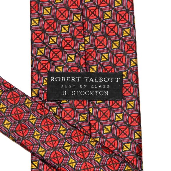 Robert Talbott Silk Tie Necktie Handsewn Red Gold Black Blue Men's - Picture 2 of 2